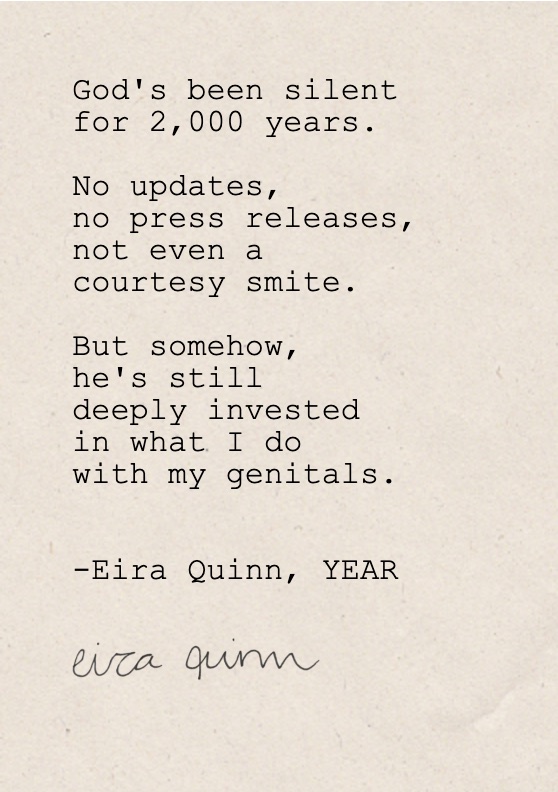 Mockup of "Deeply Invested" hand-typed on A7 handmade paper